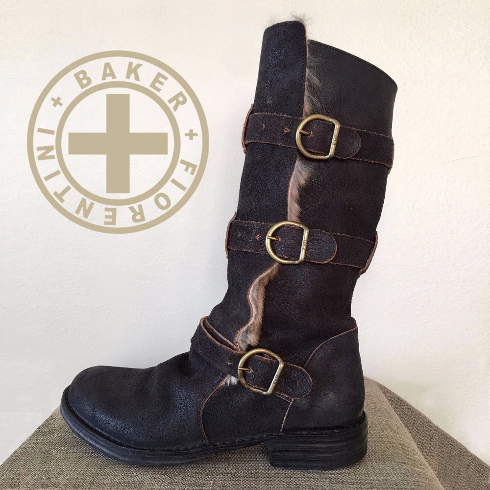 Fur Lined Fiorentini & Baker 3 Buckle Boots sz 39